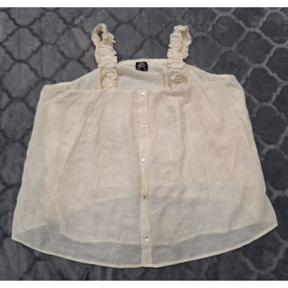 NWOT Bobeau Ivory Button Front Halter Top/Sz. 2X